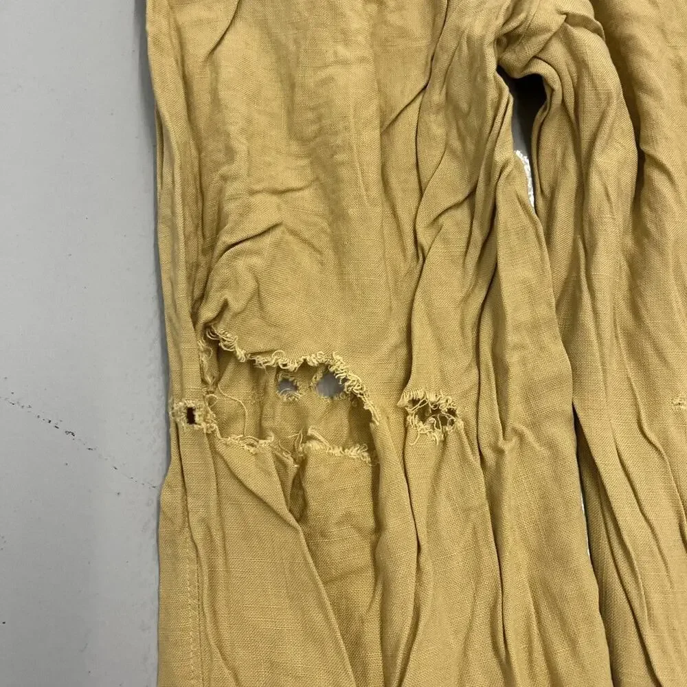 Vintage 50s Chico Slack Tan Rayon Pattern Trousers 36x29